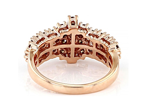 1.70ctw Round Champagne Diamond 10k Rose Gold Cluster Band Ring - Size 10