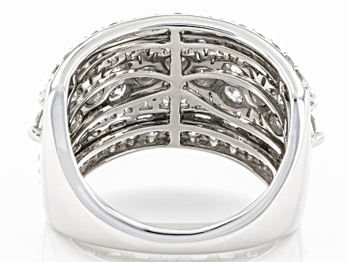 2.00ctw Round And Baguette White Diamond 900 Platinum Wide Band Ring - Size 9