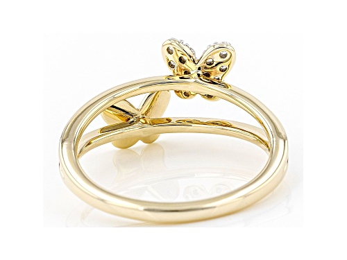 0.10ctw Round White Diamond 10k Yellow Gold Butterfly Ring - Size 7