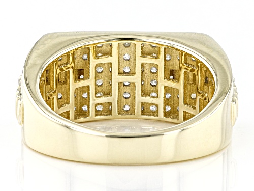 0.80ctw Round White Diamond 10k Yellow Gold Mens Cluster Ring - Size 9