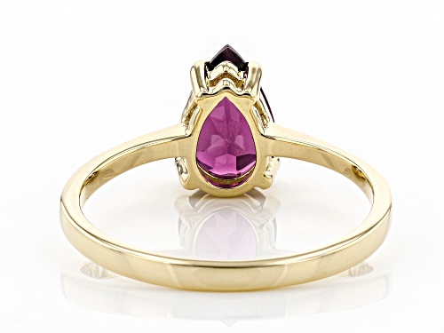 1.24ct Pear Shape Grape Color Rhodolite  10K Yellow Gold Solitaire Ring - Size 8