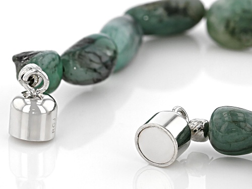 Free-form Emerald Rhodium Over Sterling Silver Bracelet - Size 7.25