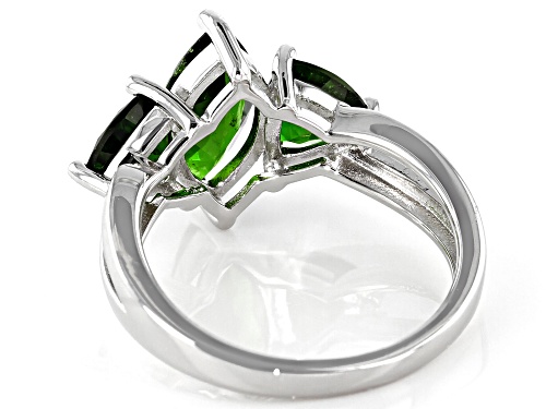 1.45ct Marquise And 1.51ctw Trillion Chrome Diopside Rhodium Over Silver 3-Stone Ring - Size 8