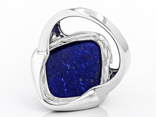 Free-Form Lapis Lazuli with Round Gray Marcasite Rhodium Over Sterling Silver Ring - Size 7