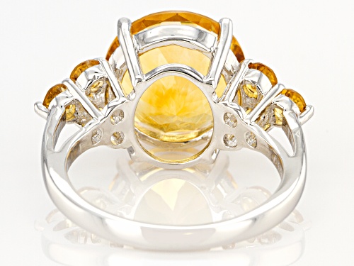 5.79ctw Round Citrine Rhodium Over Sterling Silver Ring - Size 8