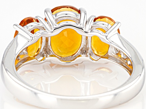 2.70ctw Oval Madeira Citrine With .23ctw Round White Zircon Rhodium Over Sterling Silver Ring - Size 8