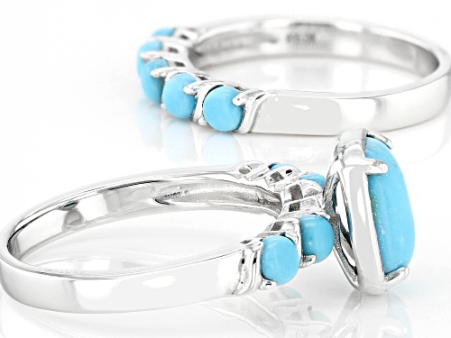 9x7mm Blue Sleeping Beauty Turquoise Sterling Silver Ring Set Of 2 - Size 7