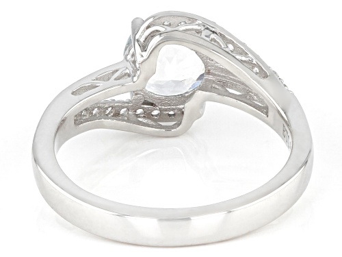 0.90ct Round Aquamarine With 0.17ctw White Zircon Rhodium Over Sterling Silver Ring - Size 8