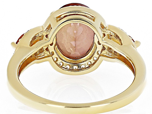 2.61ctw Red Labradorite, Madeira Citrine And White Zircon 18k Yellow Gold Over Sterling Silver Ring - Size 7