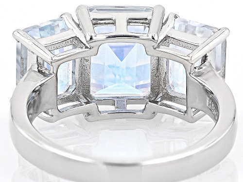 6.88ctw Mercury Mist™ Topaz Rhodium Over Sterling Silver 3-Stone Ring - Size 6