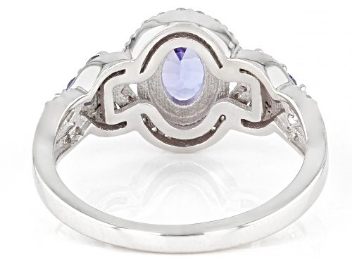 0.90ctw Tanzanite With 0.28ctw White Zircon Rhodium Over Sterling Silver Ring - Size 9