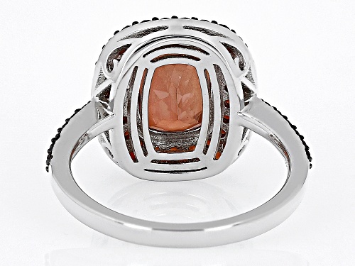 2.13ct Cushion Red Labradorite With 1.05ctw Vermelho Garnet™ Rhodium Over Sterling Silver Ring - Size 9
