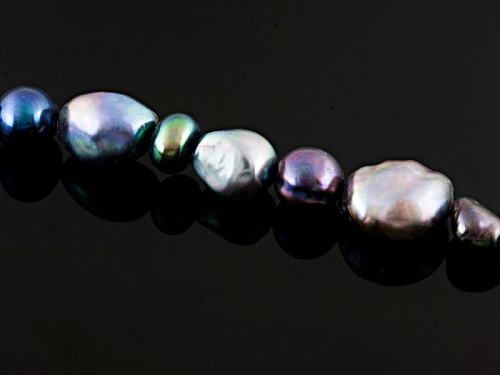 6-7mm Multi-Color Cultured Freshwater Pearl Rhodium Over Silver (4) Necklace, Bracelet, Earring Sets