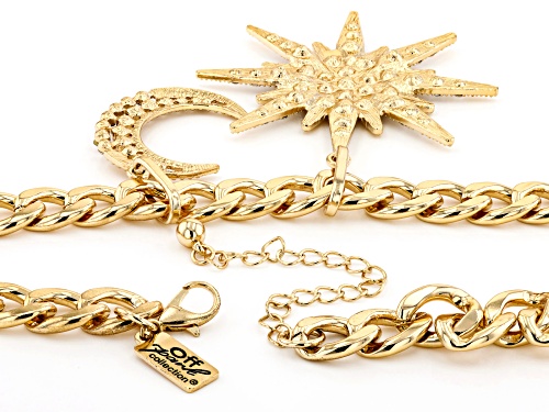 Off Park ® Collection, White Crystal Gold Tone Celestial Necklace with Star and Moon Charms