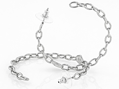 Off Park ® Collection, Silver Tone Mirror Link Hoop Earrings