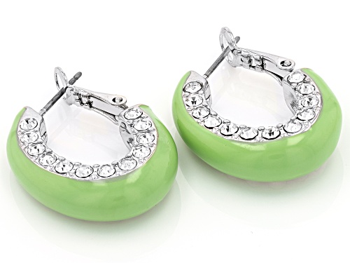 Off Park® Collection, Crystal & Multi-Color Enamel Silver Tone Set of 5 Hoop Earrings