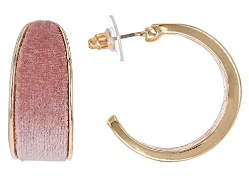 Off Park® Collection, Pink, Burgundy & Black Velvet Gold Tone Set of 3 Hoop Earrings