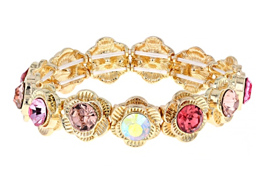 Off Park® Collection, 9mm Multi-Color Crystal Gold Tone Set of 3 Floral Bracelet