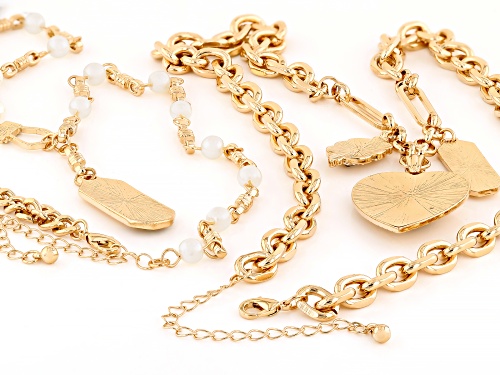 Off Park® Collection, Multi-Color Crystal & Pearl Simulant Gold Tone Heart Necklace