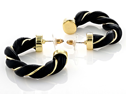 Off Park® Collection Imitation Leather Gold Tone Set of 3 Twisted Hoop Earrings