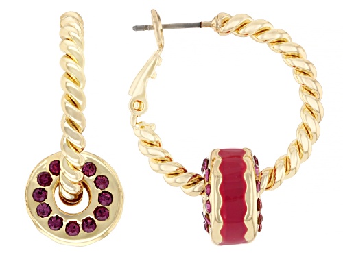 Off Park® Collection, Multi-Color Crystal & Enamel Gold Tone Slide Charm Necklace and Earring Set