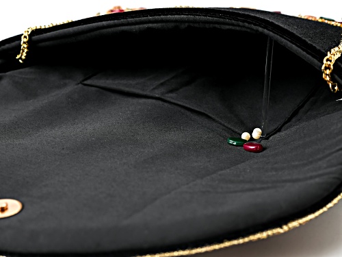 Off Park® Collection, Multi-Color Crystal & Pearl Simulant Gold Tone Black Clutch