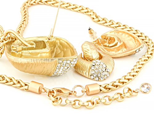 Off Park® Collection, White Crystal Matte Gold Tone Pendant/Pin With 24