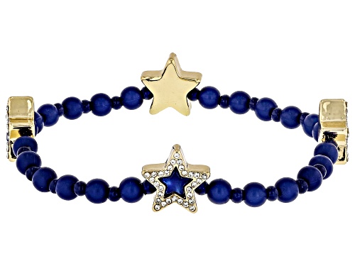 Off Park® Collection, Multi-Color Enamel & Crystal Gold Tone Patriotic Set of 4 Stretch Bracelets