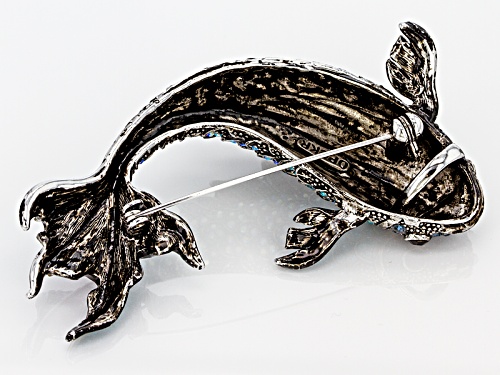 Off Park ® Collection Multicolor Swarovski Elements ™ Antiqued Silver Tone Fish Brooch