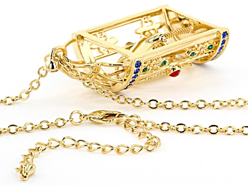 Off Park ® Collection Multicolor Crystal Gold Tone Bird Cage Necklace