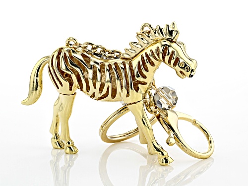 Off Park ® Collection, Multicolor Crystal Back Enamel Gold Tone Zebra Key Chain