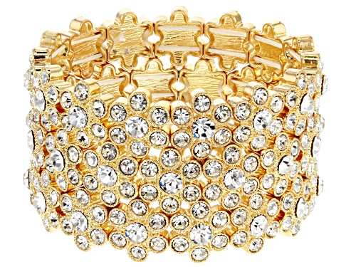 Off Park ® Collection, Round White Crystal Gold Tone Set Of 6 Flower Stretch Bracelet