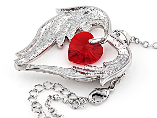 Off Park ® Collection, Red Crystal Silver Tone Heart Pendant W/ Chain