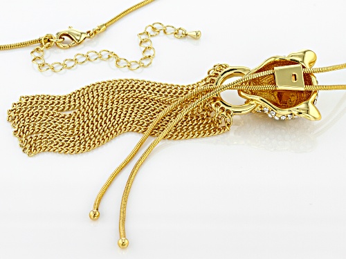 Off Park ® Collection White Crystal Gold Tone Sliding Adjustable Jaguar Necklace