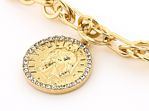 Off Park ® Collection White Crystal Gold Tone Multi Chain Coin Necklace