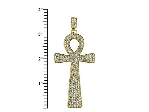 Off Park ® Collection White Crystal Gold Tone Ankh Pin/Pendant With Chain