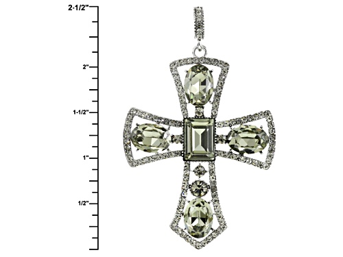 Off Park ® Collection Gray Crystal Silver Tone Cross Pendant With Chain