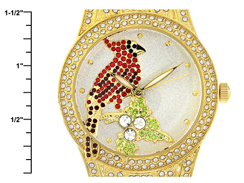 OFF PARK (R) COLLECTION MULTICOLOR CRYSTAL GOLD TONE CARDINAL WATCH
