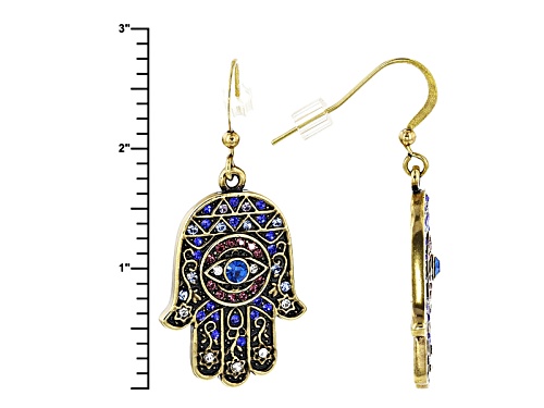Off Park ® Collection Multicolor Crystal Antiqued Gold Tone Hamsa Hand Earrings
