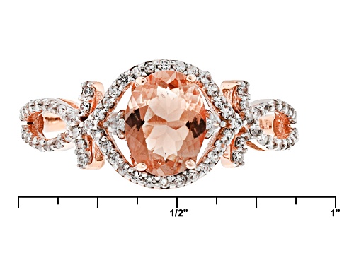 1.00ct Oval Peach Oregon Sunstone With .35ctw Round White Zircon 10k Rose Gold Ring. - Size 6
