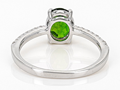 1.00ct Oval Chrome Diopside With 0.19ctw White Zircon Rhodium Over Sterling Silver Ring - Size 9