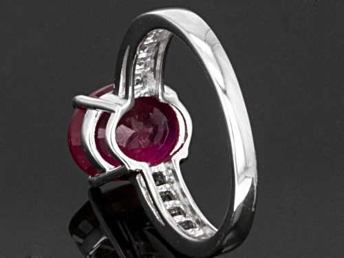 2.98ct Oval Mahaleo® Ruby With .41ctw Square White Topaz Sterling Silver Ring - Size 12