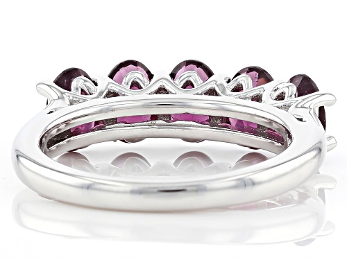 2.35ctw Oval Raspberry Color Rhodolite Rhodium Over Sterling Silver Band Ring - Size 8