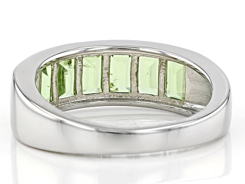 1.78ctw Baguette Manchurian Peridot(TM) Rhodium Over Sterling Silver Band Ring - Size 8