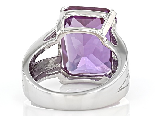 12.07ct Lab Created Purple Color Change Sapphire Rhodium Over  Silver Solitaire Ring - Size 11
