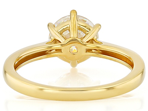 Pre-Owned 2.60CT ROUND GLITTER CUT(TM) STRONTIUM TITANATE 18K YELLOW GOLD OVER SILVER RING - Size 9