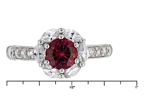 Pre-Owned .62ct Round Lab Created Bixbite With .95ctw Marquise And Round White Zircon Sterling Silve - Size 12