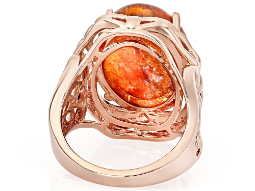 Pre-Owned Timna Jewelry Collection™ 18X14mm Oval Cabochon Red Sunstone Solitaire Copper Ring - Size 8