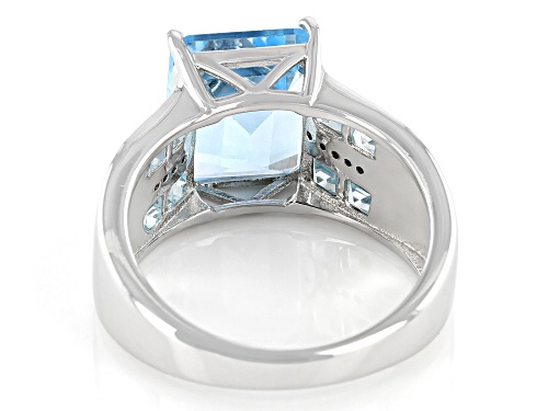 Pre-Owned 5.59ctw Mixed shapes Glacier Topaz(TM) With 0.02ctw Diamond Accent Rhodium Over Sterling S - Size 6