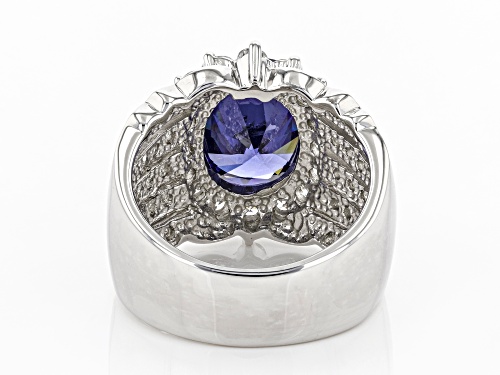 Pre-Owned Charles Winston For Bella Luce® Tanzanite And White Diamond Simulants Rhodium Over Sterlin - Size 5